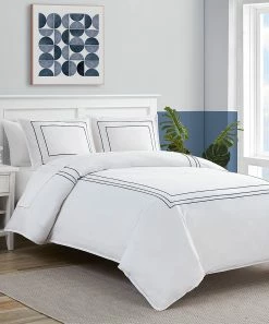 Nautica | White & Blue Alden Lines Cotton-Blend Duvet Cover Set