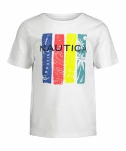 Nautica | White & Red Stripe 'Nautica' Wave Crewneck Tee - Boys