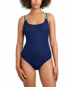 Nautica | Deep Sea & Green Cross-Back One-Piece - Women