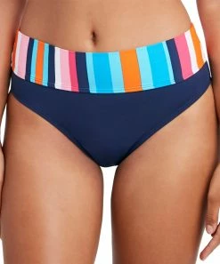 Nautica | Light Blue Multicolor Stripe Mid-Rise Bikini Bottoms - Women