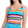 Nautica | Blue Multicolor Stripe Shirred Scoop-Neck One-Piece - Women