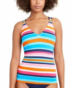 Nautica | Blue Multicolor Stripe Halter-Neck Tankini Top - Women