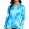 Nautica | Light Blue & White Tie-Dye Long-Sleeve Rashguard Top - Women