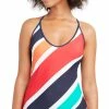 Nautica | Red Multicolor Cross Stripe V-Neck Tankini Top - Women