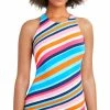 Nautica | Blue Multicolor Stripe High-Neck Tankini Top - Women