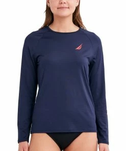Nautica | Navy Logo-Accent Long-Sleeve Rashguard Top - Women