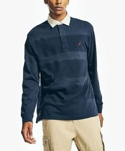 Nautica | Navy Stripe Logo Long-Sleeve Rugby Polo - Men