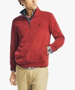 Nautica | Biking Red & Navy J-Class Logo Quarter-Zip Pullover - Men