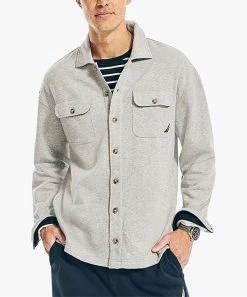 Nautica | Gray Heather Fleece Button-Up - Men