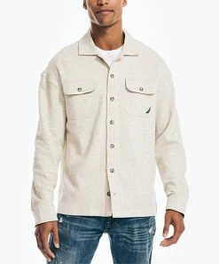 Nautica | Oatmeal Heather Fleece Button-Up - Men