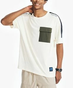 Nautica | Sail Cream & Navy Mixed Media Pocket Tee - Men