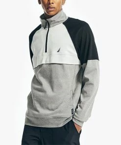 Nautica | Stone Gray & Black Heather Navtech Quarter-Zip Pullover - Men
