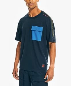 Nautica | Navy & Blue Mixed Media Pocket Tee - Men