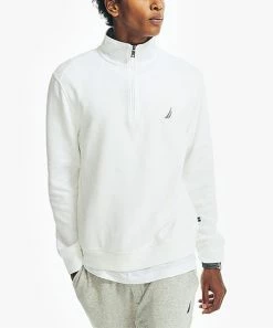 Nautica | Bright White J-Class Logo Quarter-Zip Pullover - Men