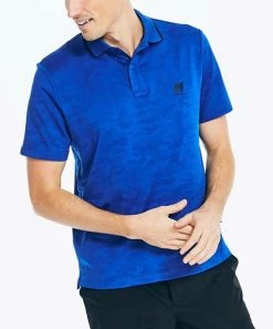 Nautica | Bright Cobalt Camo Logo Jacquard Mesh Polo - Men
