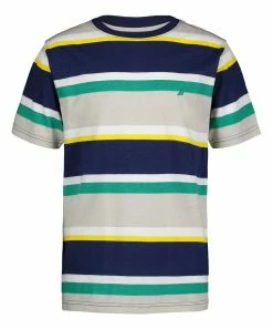 Nautica | Gray Violet & Green Stripe Crewneck Tee - Toddler & Boys