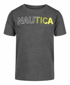 Nautica | Coal Heather & Yellow Logo Crewneck Tee - Toddler & Boys