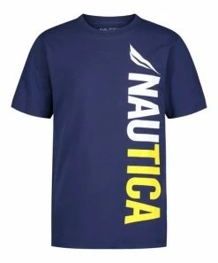 Nautica | Navy & White Vertical Logo Crewneck Tee - Toddler