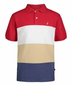 Nautica | Carmine & Blue Color Block Polo - Toddler & Boys