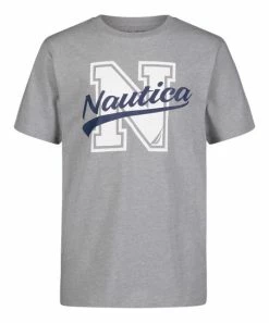 Nautica | Gray Heather & White Script Logo Crewneck Tee - Toddler & Boys