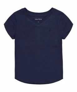 Nautica | Peacoat Logo V-Neck Tee - Girls