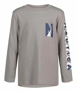 Nautica | Gray Heather Script Logo Long-Sleeve Top - Toddler & Boys