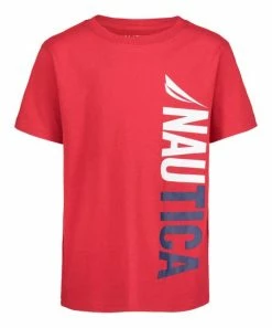 Nautica | Carmine & White Vertical Logo Crewneck Tee - Toddler & Boys