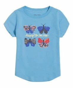 Nautica | Alaskan Blue 'Happy to Be Me' Butterfly Crewneck Tee - Toddler