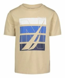 Nautica | Pale Khaki Logo Block Crewneck Tee - Toddler