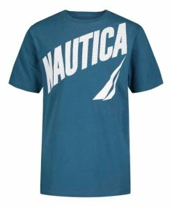 Nautica | Blue Coral Slanted Logo Crewneck Tee - Boys