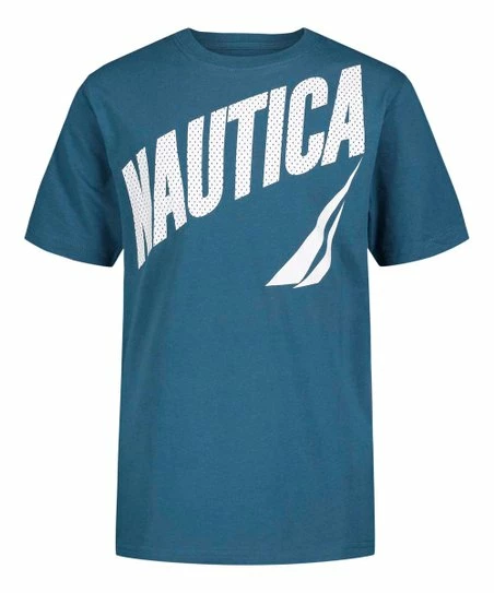 Nautica | Blue Coral Slanted Logo Crewneck Tee - Boys