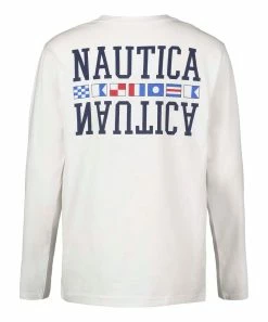 Nautica | Bright White Flag Split Long-Sleeve Tee - Boys