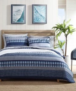 Nautica | Blue Plaid Addison Cotton Quilt Set
