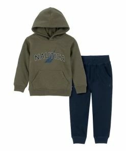 Nautica | Charcoal Logo Hoodie & Navy Joggers - Toddler & Boys