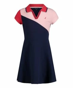 Nautica | Peacoat-Blue & Pink Color Block A-Line Dress - Girls