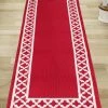 Nautica | Red & White Collin Trellis Border Tufted Runner Rug