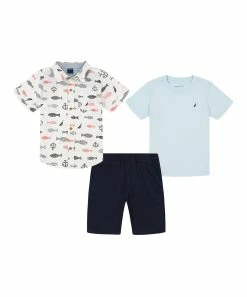 Nautica | White Fish Button-Up Set - Boys