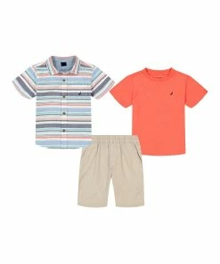 Nautica | Blue & Multicolor Stripe Button-Up Set - Boys