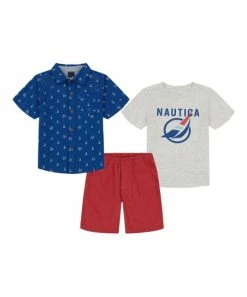 Nautica | Royal & White Sailboat Button-Up Set - Infant