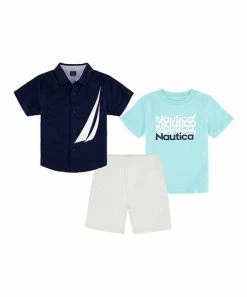 Nautica | Black & White Logo Button-Up Set - Toddler