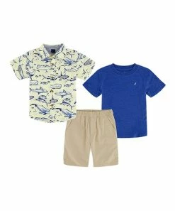 Nautica | Light Yellow Fish Button-Up Set - Infant