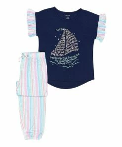 Nautica | Navy & White Sailboat Stripe Pajama Set - Girls