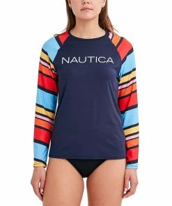 Nautica | Red & Blue Stripe Rashguard - Women