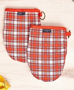 Nautica | Red Plaid Silicone-Palm Mini Oven Mitt - Set of Two