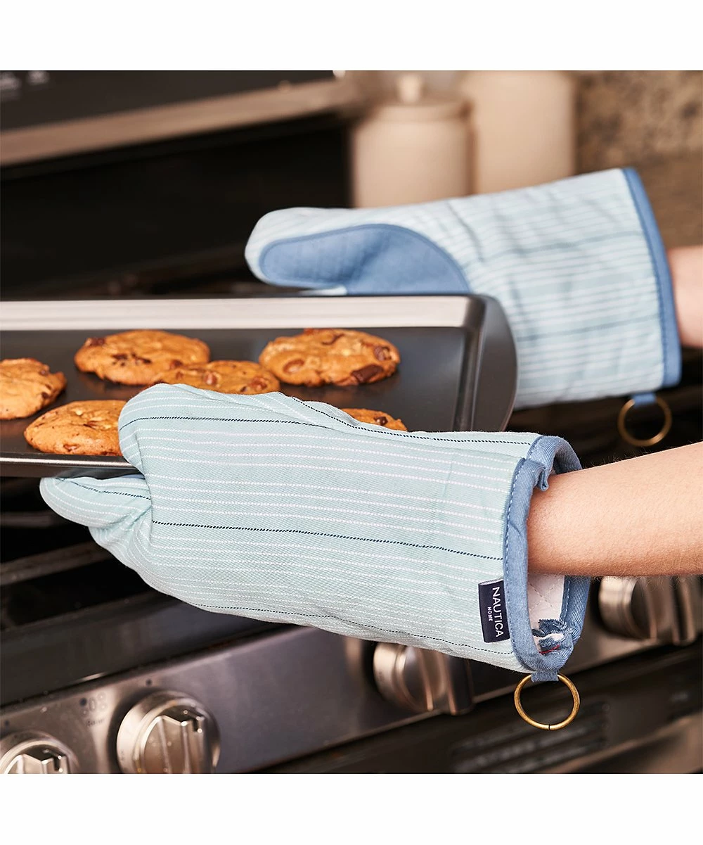 Nautica | Aqua Stripe Silicone-Palm Oven Mitt - Set of Two - Image 2