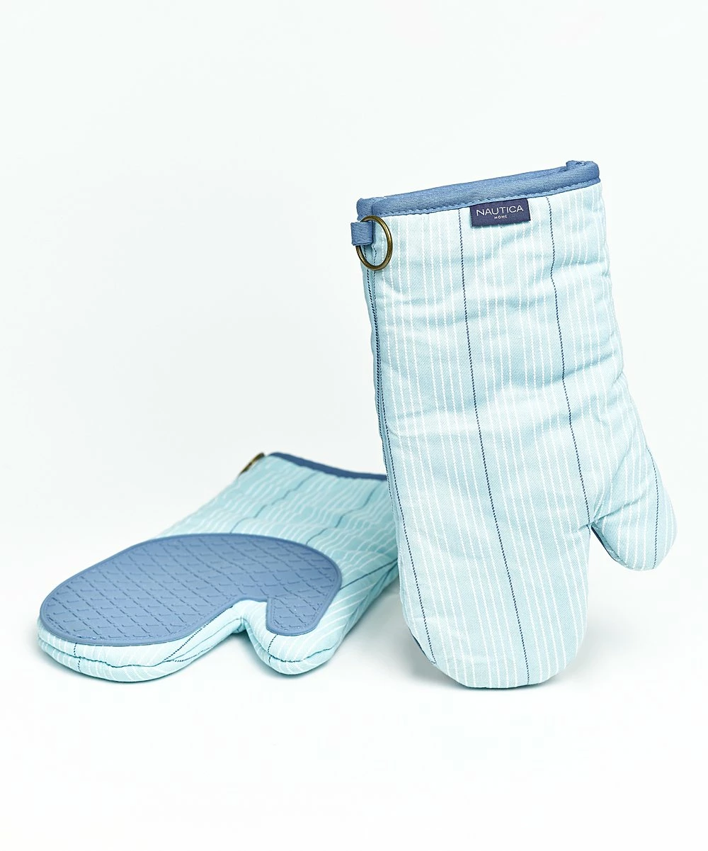 Nautica | Aqua Stripe Silicone-Palm Oven Mitt - Set of Two - Image 5